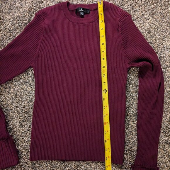 Lulus Basics Karlee Plum Purple Ribbed Knit Long Sleeve Sweater Top - Size M - Picture 8 of 10